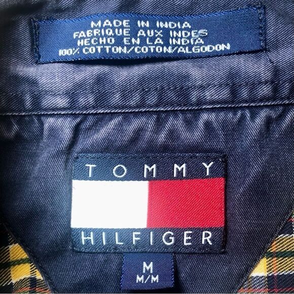 Tommy Hilfiger Plaid Button Down Shirt in Yellow/Blue Men’s Medium - Picture 5 of 6
